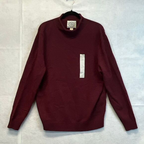 NWT ST. JOHN’S BAY Men’s Sweater L Roll Neck Burgundy Red Classic Fit Soft Knit - Picture 4 of 16